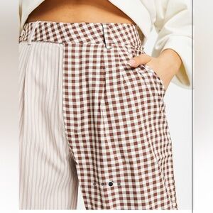 Nwt Missguided contrast gingham pants in brown